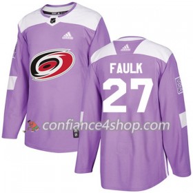 Adidas Maillot de Hockey Carolina Hurricanes Justin Faulk 27 2017-2018 Violet Fights Cancer Practice Authentic - Homme